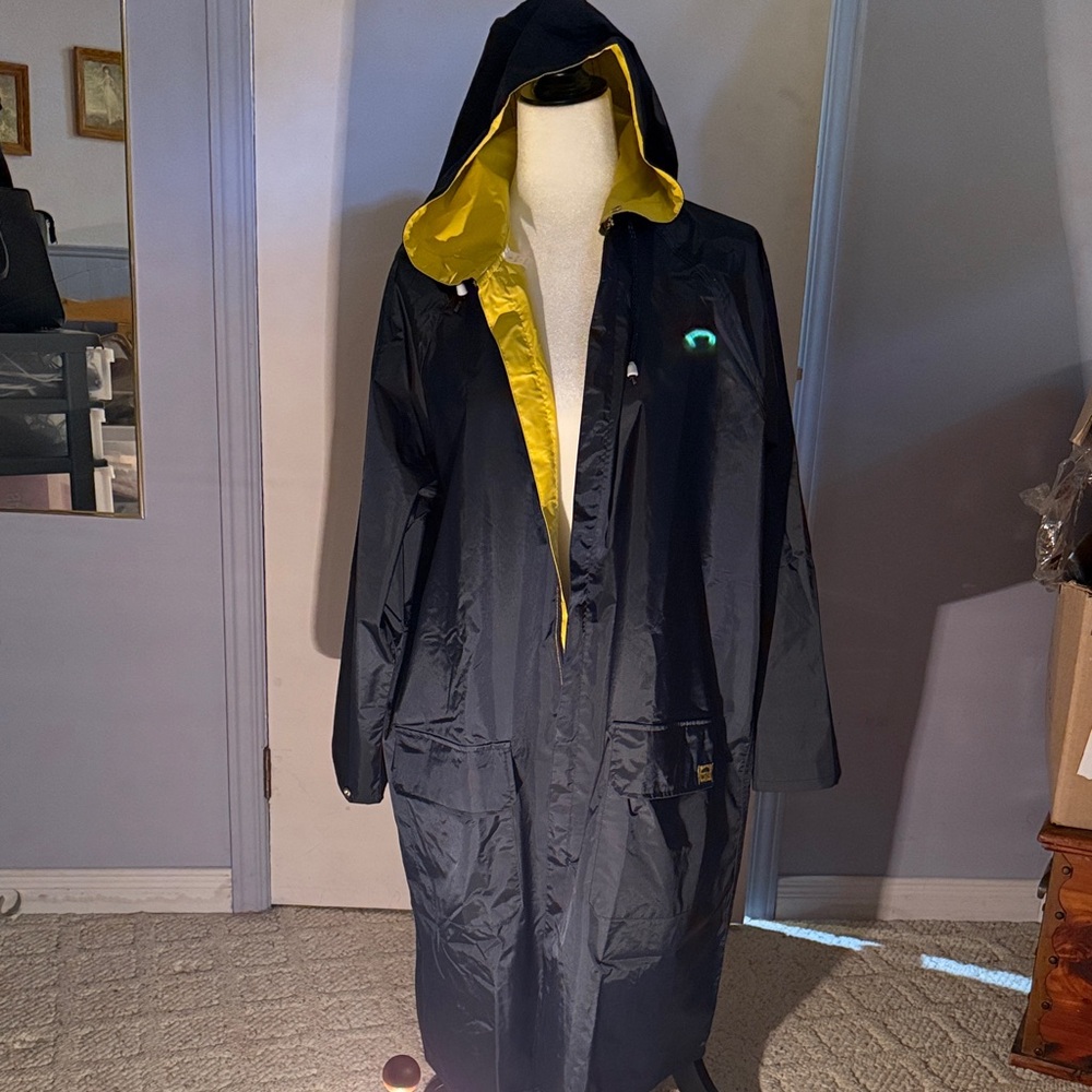 Unisex Navy Hooded Raincoat